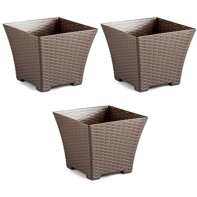 AC Pk de 3 metas Cuadrada Fabrición en plástico – Diseño Rattan – Ideal como metero, Tiesto, Recipiente para Plantas, Flores, balcón, terraza, jardín – 25 cm – Color Topo AC Pk de 3 metas Cuadrada Fabrición en plástico – Diseño Rattan – Ideal como metero, Tiesto, Recipiente para Plantas, Flores, balcón, terraza, jardín – 25 cm – Color Topo