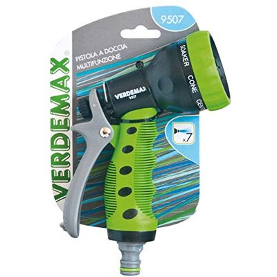 Verdemax Pistola de riego ergonómica (7 chorros) con botón ON/Off Verdemax Pistola de riego ergonómica (7 chorros) con botón ON/Off