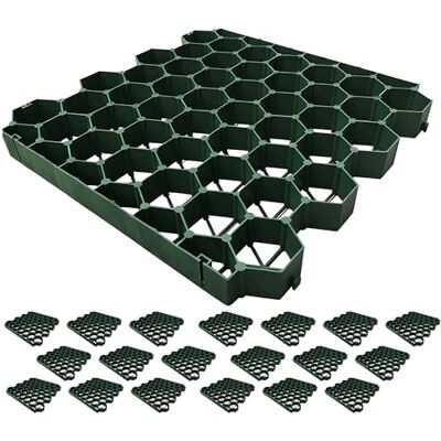 Relaxdays Rejillas de césped de plástico, Set de 20, 50x50 cm, transitables, Placas para Paddock, Verdes Relaxdays Rejillas de césped de plástico, Set de 20, 50x50 cm, transitables, Placas para Paddock, Verdes