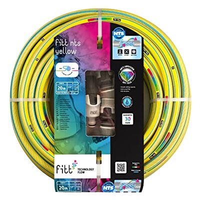 FITT NTS YELLOW 1/2" (12,5mm) 20m Manguera para Riego de Jardín, Robusta para Uso Intensivo con Lanza con flujo regulable y Racores FITT NTS YELLOW 1/2" (12,5mm) 20m Manguera para Riego de Jardín, Robusta para Uso Intensivo con Lanza con flujo regulable y Racores