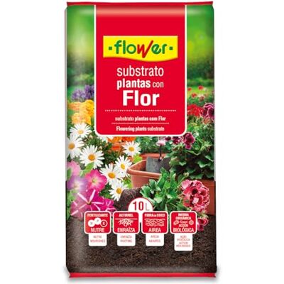 Flower Sustrato Plantas con Flor 10L con Turbas y Abono Aireación y Agente Enraizante Tierra con Fibra de Coco y Compost Verde Estimula Floración Flower Sustrato Plantas con Flor 10L con Turbas y Abono Aireación y Agente Enraizante Tierra con Fibra de Coco y Compost Verde Estimula Floración