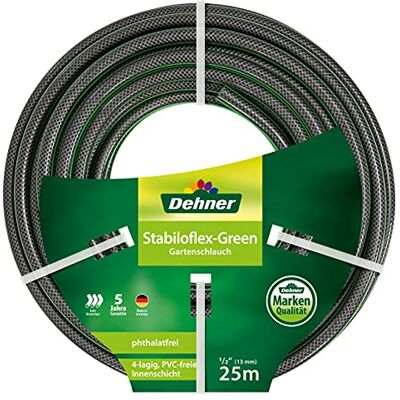 Dehner Stabiloflex Manguera de jardín (13 mm de diámetro, 25 m de Longitud, 1/2", plástico), Color Verde Dehner Stabiloflex Manguera de jardín (13 mm de diámetro, 25 m de Longitud, 1/2", plástico), Color Verde