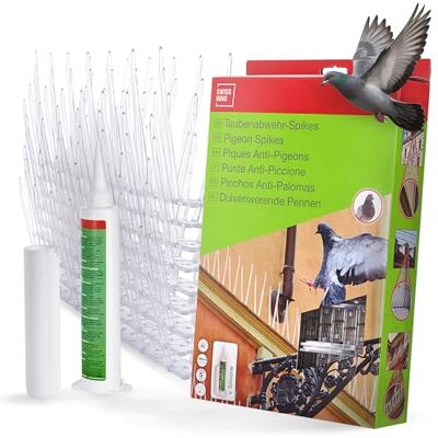 SWISSINNO Set de Púas Anti-Palomas Incluye 9x33cm Tramos de Púas de Policarbonato y Tubo de Silicona para Fijación, Protección Eficaz para Balcones, Ventanas y Cornisas SWISSINNO Set de Púas Anti-Palomas Incluye 9x33cm Tramos de Púas de Policarbonato y Tubo de Silicona para Fijación, Protección Eficaz para Balcones, Ventanas y Cornisas