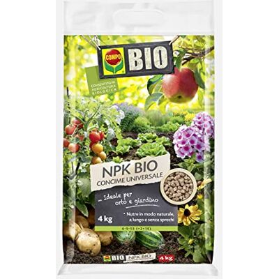 Compo NPK Bio Abono universal para plantas de huerto y jardín, en maceta y tierra, 4 kg Compo NPK Bio Abono universal para plantas de huerto y jardín, en maceta y tierra, 4 kg