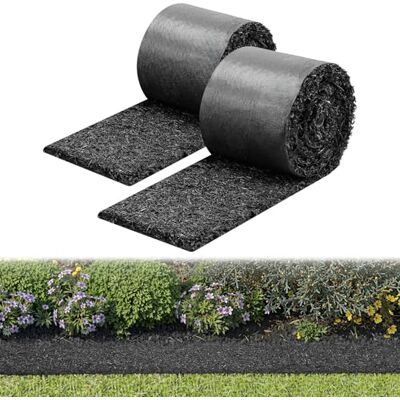 VEVOR Mantillo de Caucho para Paisajismo 356 x 14 cm Grosor de 1,3 cm, 2 Rollos de Mantillo de Caucho, Barrera Floral con Estacas, Bordes de Jardín Recortables, para Patios, Huertos, Frutales VEVOR Mantillo de Caucho para Paisajismo 356 x 14 cm Grosor de 1,3 cm, 2 Rollos de Mantillo de Caucho, Barrera Floral con Estacas, Bordes de Jardín Recortables, para Patios, Huertos, Frutales