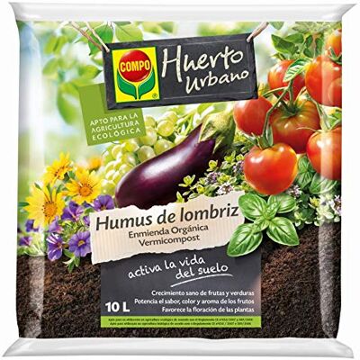 Compo Bio Huerto Urbano Humus Sólido, Enmienda Orgánica Vermist, Crecimiento sano de frutas y verduras, Apto para la agricultura ecológica, 10L Compo Bio Huerto Urbano Humus Sólido, Enmienda Orgánica Vermist, Crecimiento sano de frutas y verduras, Apto para la agricultura ecológica, 10L