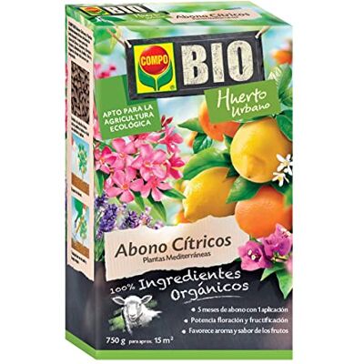 Compo BIO Huerto Urbano Abono Cítricos y Plantas Mediterráneas, Liberación lenta, Apto para agricultura ecológica, Pellets, 750 g Compo BIO Huerto Urbano Abono Cítricos y Plantas Mediterráneas, Liberación lenta, Apto para agricultura ecológica, Pellets, 750 g