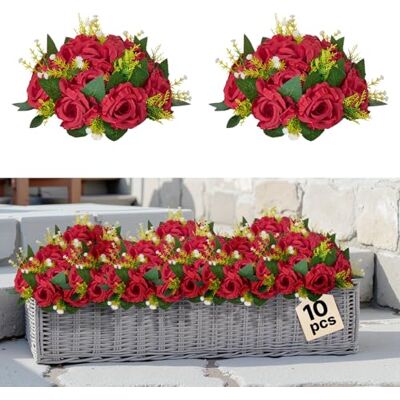 VEVOR Ramo de Bolas de Flores Artificiales Exuberantes, Estilo Versátil, Rosas Rojas para Centros de Mesa de Boda, Pétalos de Tela Seda, Plantas Acuáticas de Plástico, 240 x 240 x 120 mm, 10 uds VEVOR Ramo de Bolas de Flores Artificiales Exuberantes, Estilo Versátil, Rosas Rojas para Centros de Mesa de Boda, Pétalos de Tela Seda, Plantas Acuáticas de Plástico, 240 x 240 x 120 mm, 10 uds