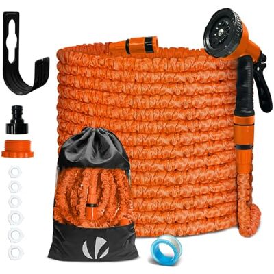 VOUNOT ® Manguera Extensible 30m, Manguera Flexible Jardín con Pistola Rociadora de 10 Funciones, Conectores de 1/2 y 3/4 Pulgadas Bolsa de Almacenamiento, Naranja VOUNOT ® Manguera Extensible 30m, Manguera Flexible Jardín con Pistola Rociadora de 10 Funciones, Conectores de 1/2 y 3/4 Pulgadas Bolsa de Almacenamiento, Naranja