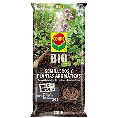 Compo BIO Huerto Urbano Substrato Semilleros y Plantas Aromáticas, Sin turba, Apto para agricultura ecológica, 20 L Compo BIO Huerto Urbano Substrato Semilleros y Plantas Aromáticas, Sin turba, Apto para agricultura ecológica, 20 L