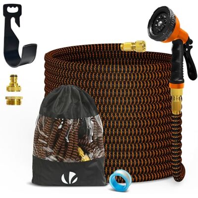 VOUNOT ® Manguera Extensible 15m, Manguera Flexible Jardín con Pistola Rociadora de 10 Funciones, Conectores de Latón de 1/2 y 3/4 Pulgadas Bolsa de Almacenamiento, Naranja VOUNOT ® Manguera Extensible 15m, Manguera Flexible Jardín con Pistola Rociadora de 10 Funciones, Conectores de Latón de 1/2 y 3/4 Pulgadas Bolsa de Almacenamiento, Naranja