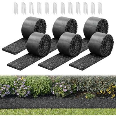 VEVOR Mantillo de Caucho para Paisajismo 305 x 11,5 cm Grosor de 1,3 cm, 6 Rollos de Mantillo de Caucho, Barrera Floral con Estacas, Bordes de Jardín Recortables, para Patios, Huertos, Frutales VEVOR Mantillo de Caucho para Paisajismo 305 x 11,5 cm Grosor de 1,3 cm, 6 Rollos de Mantillo de Caucho, Barrera Floral con Estacas, Bordes de Jardín Recortables, para Patios, Huertos, Frutales