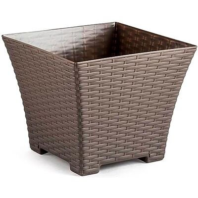 AC Meta Cuadrada Fabrición en plástico – Diseño Rattan – Ideal como metero, Tiesto, Recipiente para Plantas, Flores, balcón, terraza, jardín – 25 cm – Color Topo AC Meta Cuadrada Fabrición en plástico – Diseño Rattan – Ideal como metero, Tiesto, Recipiente para Plantas, Flores, balcón, terraza, jardín – 25 cm – Color Topo