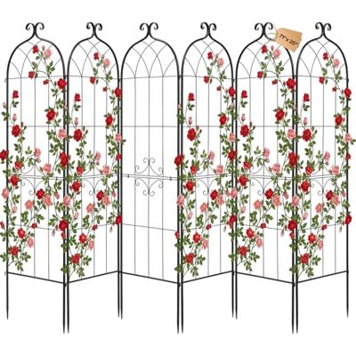 VEVOR Enrejado Metálico para Jardín, 180 x 52,5 cm, Celosías de Jardín, Conjunto de 6 Piezas, Soporte para Plantas Trepadoras, con Estacas, Decoración de Diseño Elegante, para Verduras Flores, Negro VEVOR Enrejado Metálico para Jardín, 180 x 52,5 cm, Celosías de Jardín, Conjunto de 6 Piezas, Soporte para Plantas Trepadoras, con Estacas, Decoración de Diseño Elegante, para Verduras Flores, Negro