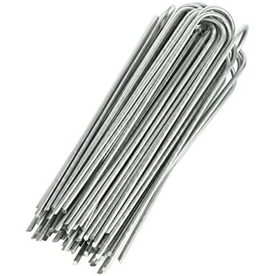 GardenMate 200 Grapas de sujeción GALVANIZADAS de Alambre de Acero Longitud 200 mm, Ancho 25 mm, Ø 3,8 mm, Cabeza Redonda para Suelos Extremadamente Duros GardenMate 200 Grapas de sujeción GALVANIZADAS de Alambre de Acero Longitud 200 mm, Ancho 25 mm, Ø 3,8 mm, Cabeza Redonda para Suelos Extremadamente Duros