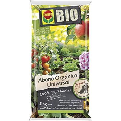 Compo BIO Abono Orgánico Universal, Para plantas ornamentales, hortícolas y frutales, Apto para agricultura ecológica, Granulado, 5 kg Compo BIO Abono Orgánico Universal, Para plantas ornamentales, hortícolas y frutales, Apto para agricultura ecológica, Granulado, 5 kg