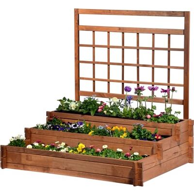 dobar ® Perú Jardinera con Estructura de Enredaderas, Tres Niveles, para Hierbas de Madera Maciza, escaleras Grandes para Flores, Ayuda para Enredaderas y Fieltro incluidos, 110 x 88 x 115 dobar ® Perú Jardinera con Estructura de Enredaderas, Tres Niveles, para Hierbas de Madera Maciza, escaleras Grandes para Flores, Ayuda para Enredaderas y Fieltro incluidos, 110 x 88 x 115