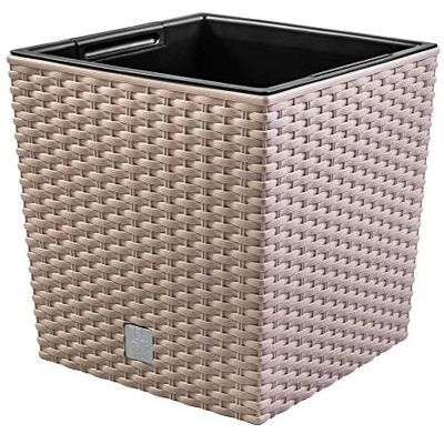 Prosperplast Maceta Rato 15.8 litros con cubilete para plantar en color mocca 26.2 x 26.2 x 26.6 cm, 15.8 litros Prosperplast Maceta Rato 15.8 litros con cubilete para plantar en color mocca 26.2 x 26.2 x 26.6 cm, 15.8 litros