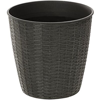 Dehner Olla, plástico, diámetro de 25 cm, Altura 26 cm, ratán, Color Negro Dehner Olla, plástico, diámetro de 25 cm, Altura 26 cm, ratán, Color Negro