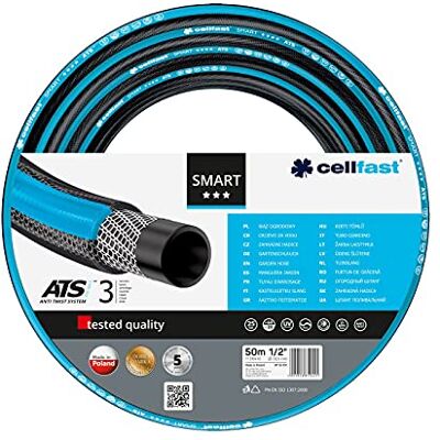 Cellfast Manguera de Jardín, Jardineria para Regar, Flexible De 3 Capas Hilo, Resistente A Los Rayos UV 1/2”, 50 Metros, Smart Cellfast Manguera de Jardín, Jardineria para Regar, Flexible De 3 Capas Hilo, Resistente A Los Rayos UV 1/2”, 50 Metros, Smart