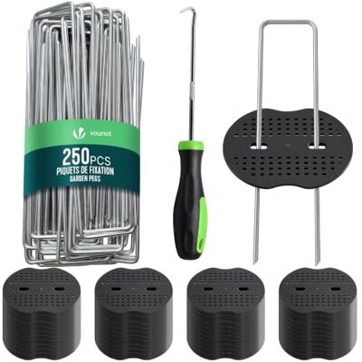 VOUNOT ® 250Uds Grapas Césped Artificial 150x30MM Ø3mm Forma U 125 Arandelas VOUNOT ® 250Uds Grapas Césped Artificial 150x30MM Ø3mm Forma U 125 Arandelas