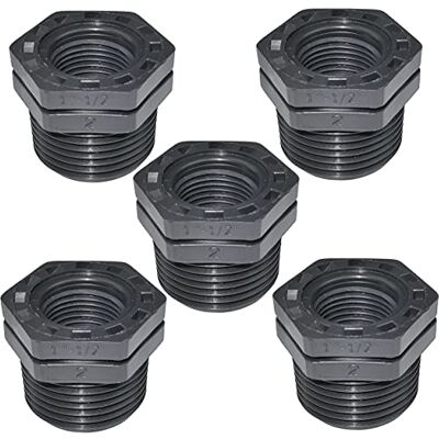 AERZETIX Juego de 5 Reductores de Plástico Macho/Hembra 1''x1/2'' con Tope Interior para Atornillar Pezón Reducido 10 Bares AERZETIX Juego de 5 Reductores de Plástico Macho/Hembra 1''x1/2'' con Tope Interior para Atornillar Pezón Reducido 10 Bares
