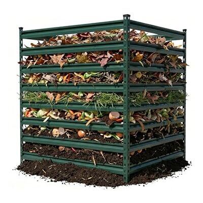 Relaxdays Compostador metálico ecológico para jardín, 729 l, 90 x 90 x 90 cm, Verde Relaxdays Compostador metálico ecológico para jardín, 729 l, 90 x 90 x 90 cm, Verde