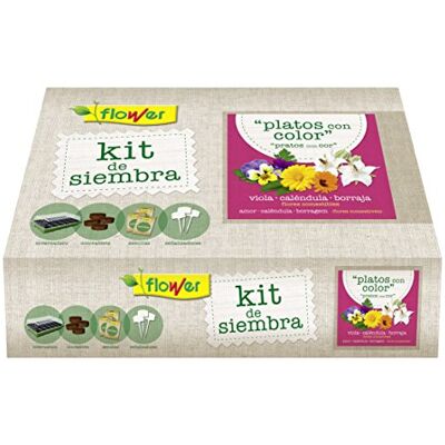 Flower Kit de Siembra de Flores Comestibles Cocina Creativa con Viola, Caléndula, Borraja Jardinería Fácil en Casa, 38x24.5x9.5 cm, Semilla Flower Kit de Siembra de Flores Comestibles Cocina Creativa con Viola, Caléndula, Borraja Jardinería Fácil en Casa, 38x24.5x9.5 cm, Semilla