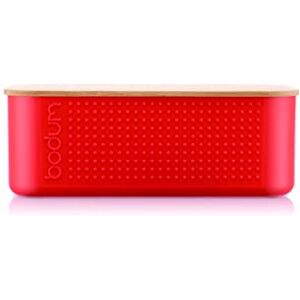 Bodum Bistro Caja para pan (tamaño pequeño, tapa de bambú, 19 x 29 x 11 cm), color rojo Bodum Bistro Caja para pan (tamaño pequeño, tapa de bambú, 19 x 29 x 11 cm), color rojo