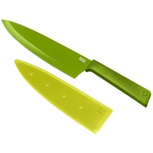 Kuhn Rikon Cuchillo de cocina (hoja recta, protector de hoja, antiadherente, acero inoxidable, 30 cm), color verde Kuhn Rikon Cuchillo de cocina (hoja recta, protector de hoja, antiadherente, acero inoxidable, 30 cm), color verde