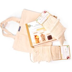 Birambeau , kit de compras y conservación, compuesto por una bolsa de compras, juego de 6 filetes reutilizables para frutas y verduras, juego de 3 frascos de vidrio Birambeau , kit de compras y conservación, compuesto por una bolsa de compras, juego de 6 filetes reutilizables para frutas y verduras, juego de 3 frascos de vidrio