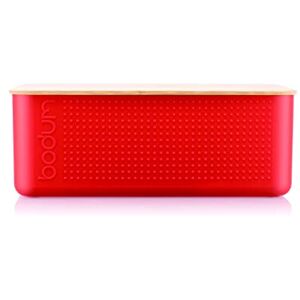 Bodum Bistro Caja para pan (tamaño grande, tapa de bambú, 24 x 37 x 14 cm), color rojo Bodum Bistro Caja para pan (tamaño grande, tapa de bambú, 24 x 37 x 14 cm), color rojo