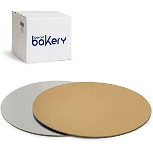 Decora , Juego de 100 platos de tarta de 28 x 1 mm de diámetro, color dorado y plateado, de cartón, revestidos con película impermeable, ideal para presentar y servir postres Decora , Juego de 100 platos de tarta de 28 x 1 mm de diámetro, color dorado y plateado, de cartón, revestidos con película impermeable, ideal para presentar y servir postres