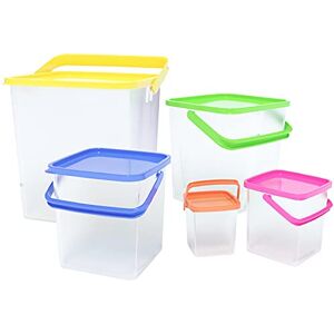 Herzberg ensemble de boîtes s de conservations alimentaires 5 pièces avec poignées - Conception empilable- Peu encombrante- 100% recyclable- Sans BPA Herzberg ensemble de boîtes s de conservations alimentaires 5 pièces avec poignées - Conception empilable- Peu encombrante- 100% recyclable- Sans BPA