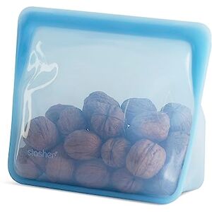 Stasher Bolsas reutilizables de silicona para almacenamiento de alimentos, bolsa media de pie, azul, aptas para calor, lavavajillas y congelador, ecológicas, bolsa de almuerzo portátil, sin fugas, 1.6 Stasher Bolsas reutilizables de silicona para almacenamiento de alimentos, bolsa media de pie, azul, aptas para calor, lavavajillas y congelador, ecológicas, bolsa de almuerzo portátil, sin fugas, 1.6