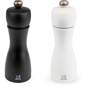 Peugeot Tahiti Duo Juego de Molinos de Sal y Pimienta (15 cm), Color Blanco y Negro Mate Peugeot Tahiti Duo Juego de Molinos de Sal y Pimienta (15 cm), Color Blanco y Negro Mate