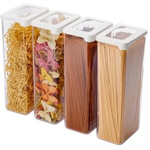 SmartStore Recipientes herméticos transparentes para alimentos secos con tapas, 2,25 L, juego de 4 unidades, organizador para pasta, espaguetis, sin BPA, apto para lavavajillas, almacenamiento SmartStore Recipientes herméticos transparentes para alimentos secos con tapas, 2,25 L, juego de 4 unidades, organizador para pasta, espaguetis, sin BPA, apto para lavavajillas, almacenamiento