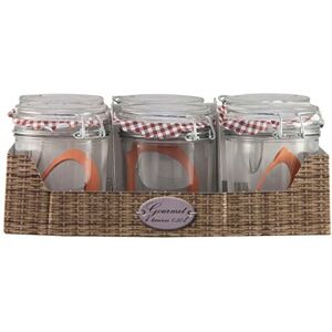 BSCA Juego de 6 tarros de vidrio con tapa (500 ml), transparente BSCA Juego de 6 tarros de vidrio con tapa (500 ml), transparente
