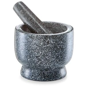 Zeller Juego de mortero y pilón, ø12 cm, altura 10 cm, color granito antracita Zeller Juego de mortero y pilón, ø12 cm, altura 10 cm, color granito antracita