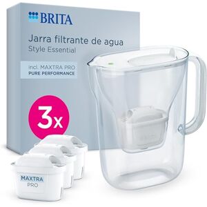 Brita Jarra filtrante Style Essential Blanca (2.4L) incl. 3x MAXTRA PRO PURE PERFORMANCE Compatible con la puerta del frigorífico, con indicador LED, filtra impurezas y metales Brita Jarra filtrante Style Essential Blanca (2.4L) incl. 3x MAXTRA PRO PURE PERFORMANCE Compatible con la puerta del frigorífico, con indicador LED, filtra impurezas y metales