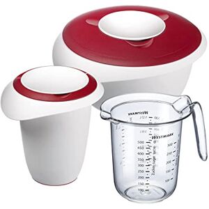 Westmark Set de repostería 3 piezas: 1 vaso mezclador 2,5 l, 1 vaso batidor 1 l, 1 jarra medidora 1 l, Plástico, Blanco/Rojo/Transparente, Westmark Set de repostería 3 piezas: 1 vaso mezclador 2,5 l, 1 vaso batidor 1 l, 1 jarra medidora 1 l, Plástico, Blanco/Rojo/Transparente,