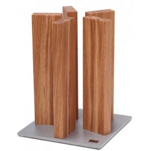 KAI Bloque de cuchillos magnético Stonehenge de roble con base de acero inoxidable Madera premium Espacio para 10 cuchillos Dimensiones 21 x 21 x 28-30 cm KAI Bloque de cuchillos magnético Stonehenge de roble con base de acero inoxidable Madera premium Espacio para 10 cuchillos Dimensiones 21 x 21 x 28-30 cm