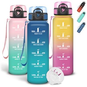 Grsta Botella Agua 1 litro, A Prueba de Fugas Cantimplora con Filtros, Diseño de Cerradura, Botella Agua Gimnasio, Cantimplora con Marcador de Tiempo para Oficina, Hogar, Bicicleta Grsta Botella Agua 1 litro, A Prueba de Fugas Cantimplora con Filtros, Diseño de Cerradura, Botella Agua Gimnasio, Cantimplora con Marcador de Tiempo para Oficina, Hogar, Bicicleta
