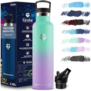 Grsta Botella Agua Acero Inoxidable, Botella Termica 1l, sin BPA, Botella agua Gimnasio, Cantimplora Termica para Adultos, Deporte, Oficina, Gym, Escuela Grsta Botella Agua Acero Inoxidable, Botella Termica 1l, sin BPA, Botella agua Gimnasio, Cantimplora Termica para Adultos, Deporte, Oficina, Gym, Escuela
