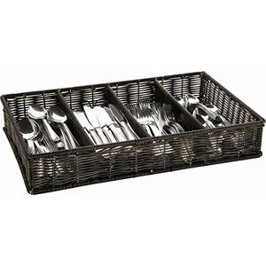 APS recipiente GN 1/1 x 53 x 32,5 cm, H: 9 cm poli-ratán-cesta marrón-negro con estructura de acero inoxidable APS recipiente GN 1/1 x 53 x 32,5 cm, H: 9 cm poli-ratán-cesta marrón-negro con estructura de acero inoxidable
