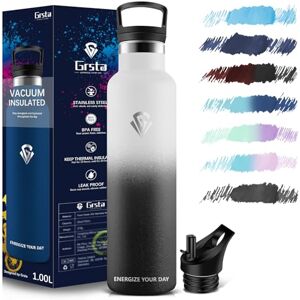 Grsta Botella Agua Acero Inoxidable, Botella Termica 1l, sin BPA, Botella agua Gimnasio, Cantimplora Termica para Adultos, Deporte, Oficina, Escuela, Gym Grsta Botella Agua Acero Inoxidable, Botella Termica 1l, sin BPA, Botella agua Gimnasio, Cantimplora Termica para Adultos, Deporte, Oficina, Escuela, Gym