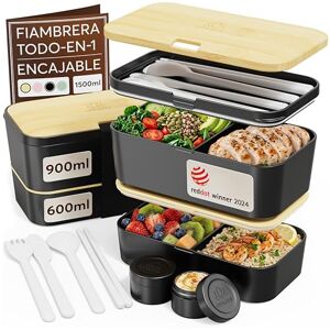 Bento - Tapa efecto bambú - 1,5L - Compacta Bento - Tapa efecto bambú - 1,5L - Compacta