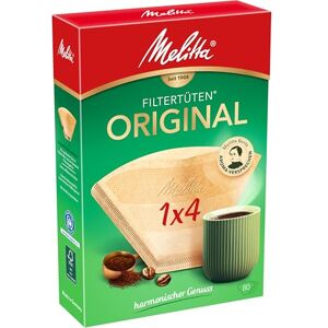 Melitta filtros de café 1x4 natural de Brown, 80 piezas Melitta filtros de café 1x4 natural de Brown, 80 piezas