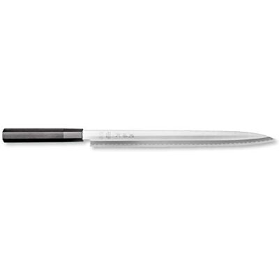 KAI Seki Magoroku KK Yanagiba 30 cm longitud de la hoja 8A sólido 58 (±1) HRC acero al carbono inoxidable hecho a mano en Japón mango de madera Pakka negra cuchillo para sushi y sashimi KAI Seki Magoroku KK Yanagiba 30 cm longitud de la hoja 8A sólido 58 (±1) HRC acero al carbono inoxidable hecho a mano en Japón mango de madera Pakka negra cuchillo para sushi y sashimi