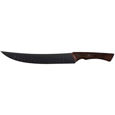 Tramontina Cuchillo para Carne Churrasco Black, en Acero Inoxidable Oscurecido, de Carnicero para Cortes Grandes, Mango de Madera de 10", con Remaches, Color Negro, Tamaño de 38.5 cm Tramontina Cuchillo para Carne Churrasco Black, en Acero Inoxidable Oscurecido, de Carnicero para Cortes Grandes, Mango de Madera de 10", con Remaches, Color Negro, Tamaño de 38.5 cm
